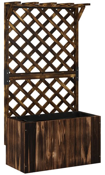 Outsunny Aiuola rialzata con griglia rampicante, in legno, 64 x 33 x 122cm Marrone | Aosom Italy