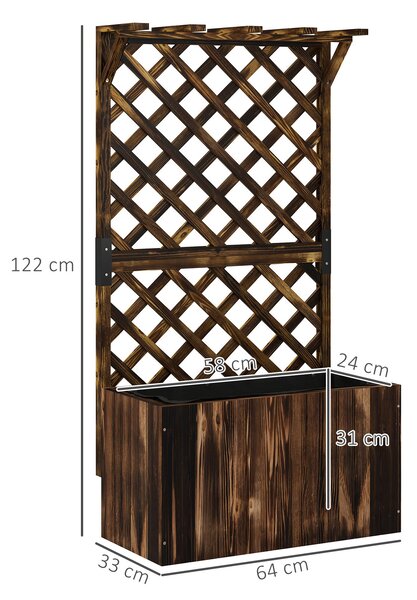 Outsunny Aiuola rialzata con griglia rampicante, in legno, 64 x 33 x 122cm Marrone | Aosom Italy