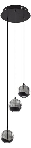 Lampada a sospensione Lucande, Hayley, Nero, Soggiorno, Vetro, Design
