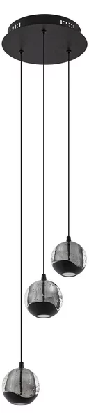 Lampada a sospensione Lucande, Hayley, Nero, Soggiorno, Vetro, Design