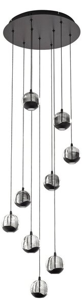 Lampada a sospensione Lucande, Hayley, Nero, Soggiorno, Vetro, Design
