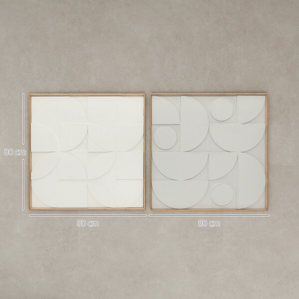 HOMCOM Decorazione da parete 3D Set 2 pezzi geometrica Moderna per soggiorno, ingresso, 80 x 3,5 x 80 cm, Bianco | Aosom Italy
