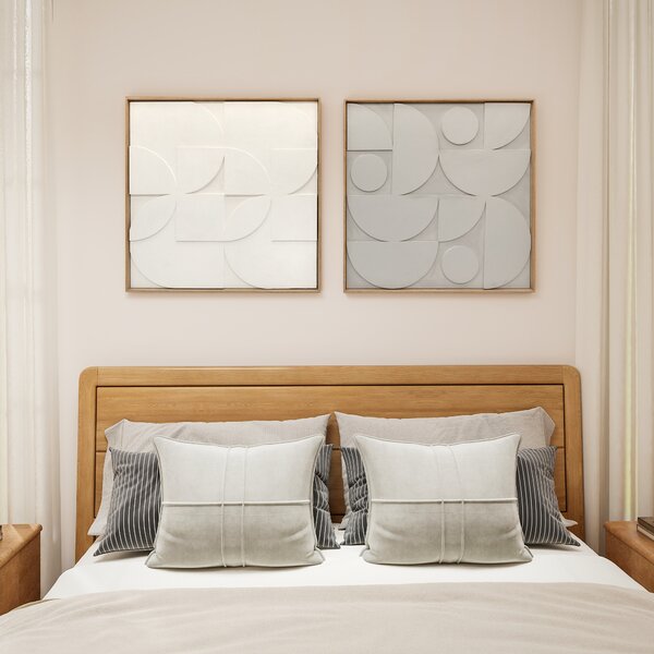 HOMCOM Decorazione da parete 3D Set 2 pezzi geometrica Moderna per soggiorno, ingresso, 80 x 3,5 x 80 cm, Bianco | Aosom Italy