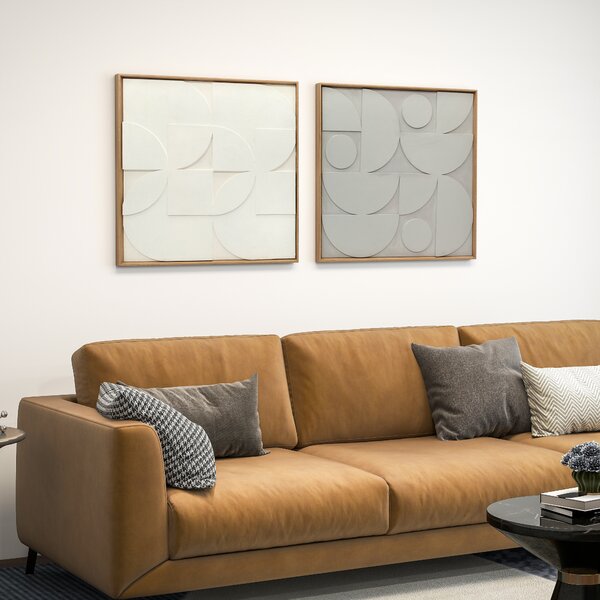HOMCOM Decorazione da parete 3D Set 2 pezzi geometrica Moderna per soggiorno, ingresso, 80 x 3,5 x 80 cm, Bianco | Aosom Italy