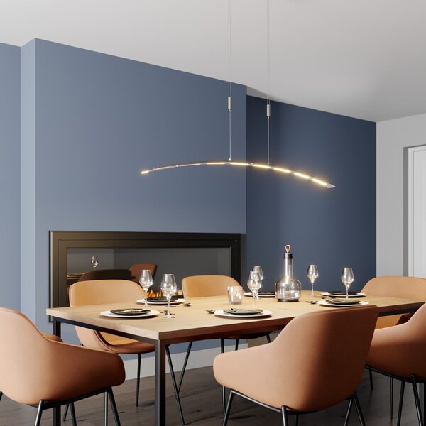 Lampada a sospensione Lindby, Manon, dimmerabile, Grigio, Soggiorno, Vetro, Moderno