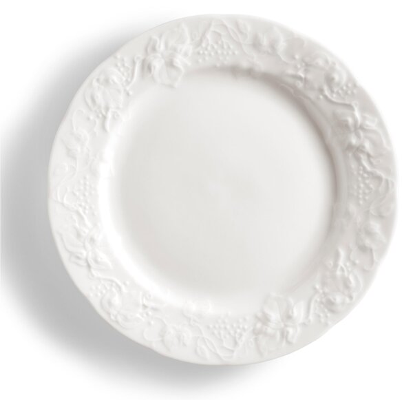 Piatti Frutta set pezzi, 6 posti tavola in porcellana con decoro a rilievo cm 21 Collezione Toscana lavabile in lavastoviglie porcellana Di Limoges Bianco Freddo