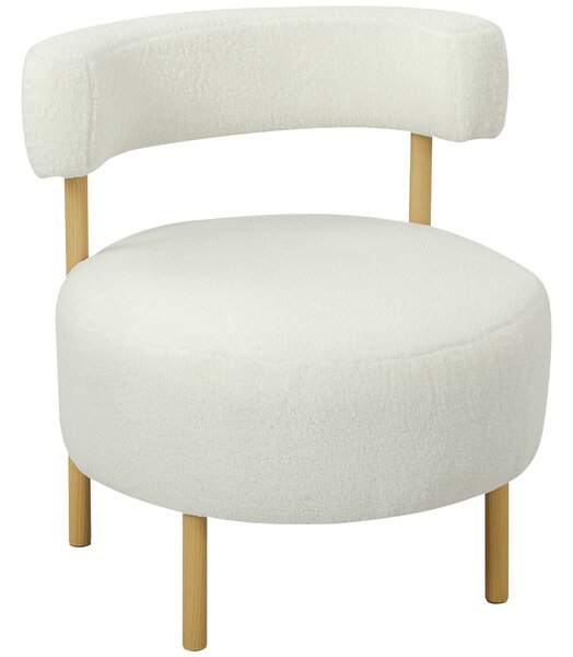 HOMCOM Poltrona imbottita rivestita in tessuto Sherpa, con gambe in metallo 67 x 67 x 71 cm Bianco crema | Aosom Italy