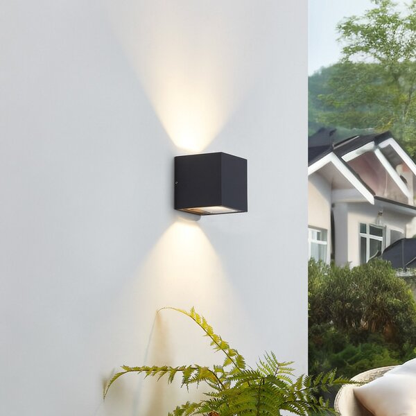 Lampade da esterno Lucande, Merjem, Grigio, Balcone, Alluminio, Moderno