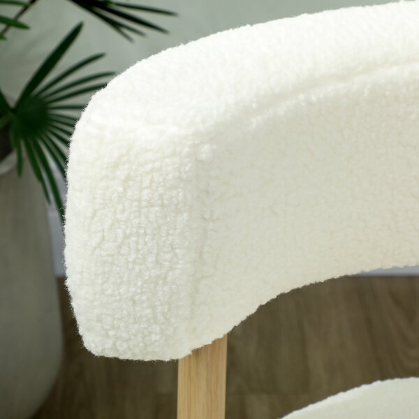 HOMCOM Poltrona imbottita rivestita in tessuto Sherpa, con gambe in metallo 67 x 67 x 71 cm Bianco crema | Aosom Italy
