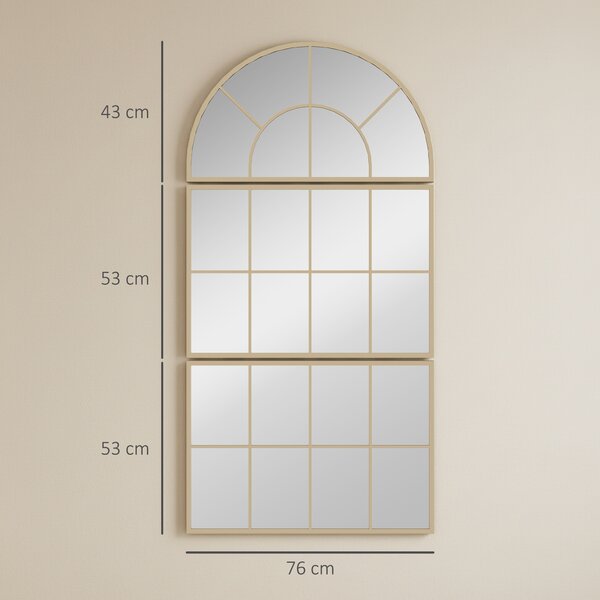 HOMCOM Specchio da parete ad arco, a forma di finestra, cornice in metallo 76 x 150 cm Oro | Aosom Italy