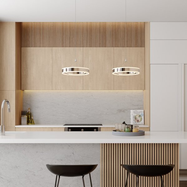 Lampada a sospensione Lucande, Lyani, dimmerabile, Metallizzato, Soggiorno, Metallo, Moderno