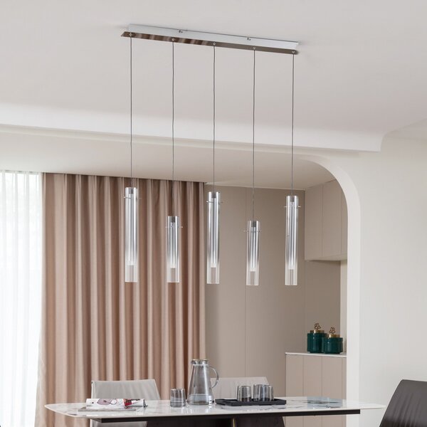 Lampada a sospensione Lucande, Korvitha, dimmerabile, Grigio, Cucina, Vetro, Moderno