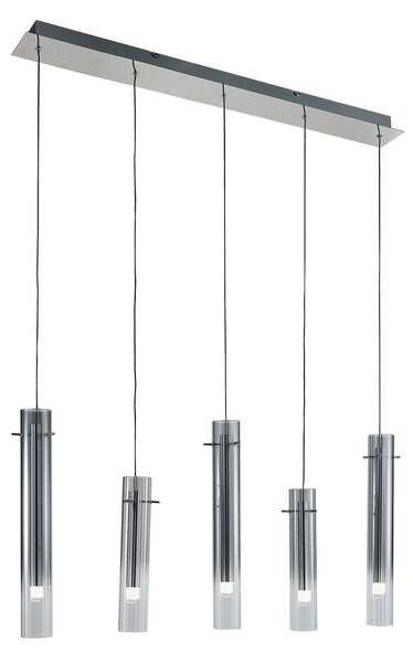 Lampada a sospensione Lucande, Korvitha, dimmerabile, Grigio, Cucina, Vetro, Moderno