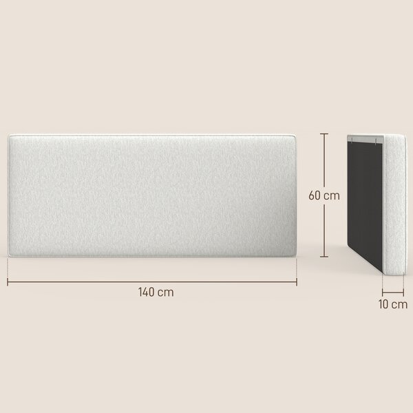 HOMCOM Testiera da parete sospesa imbottita, tessuto effetto lino, 140 x 60 cm, Crema | Aosom Italy