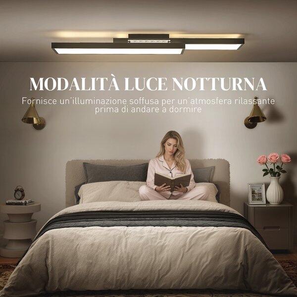 HOMCOM Lampada LED a Soffitto Dimmerabile 3000-6000K con Telecomando e Interruttore, 70x30 cm, Nero | Aosom Italy