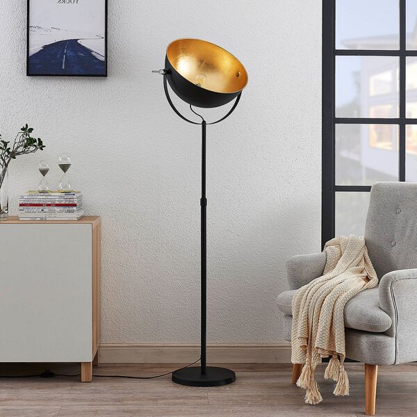 Lampada da terra Lindby, Muriel, Nero, Soggiorno, Metallo, Moderno
