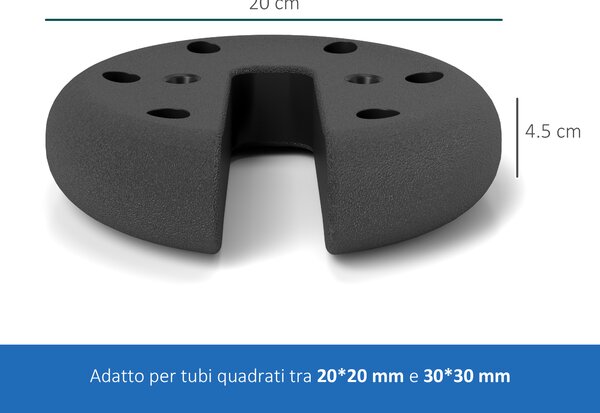 Outsunny Base per Gazebo Tenda 4pz Riempito con Cemento Peso 8.8kg Φ20 × 4.5cm|Aosom