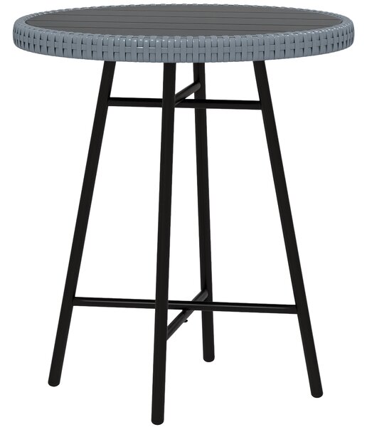 Outsunny Tavolino da Giardino Moderno con Piano in Plastica di Legno, in Rattan e Acciaio, 50x50x55 cm, Grigio e Nero|Aosom