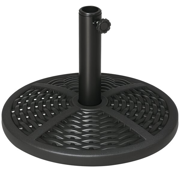 Outsunny Base per Ombrellone da Giardino Rotonda Effetto Rattan Ø45cm Peso da 9.5kg, Nero|Aosom