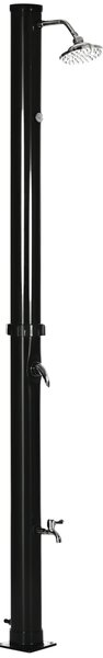 Outsunny Doccia Solare da 20L con Rubinetto Inferiore e Temperatura Regolabile, in Lega di Zinco, 15.5x15.5x222 cm, Nero