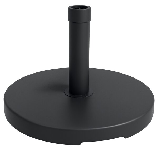Outsunny Base per Ombrellone da 15kg Rotonda per Pali da Ø24-38mm, Plastica e Cemento, Ø46.5 cm, Nero