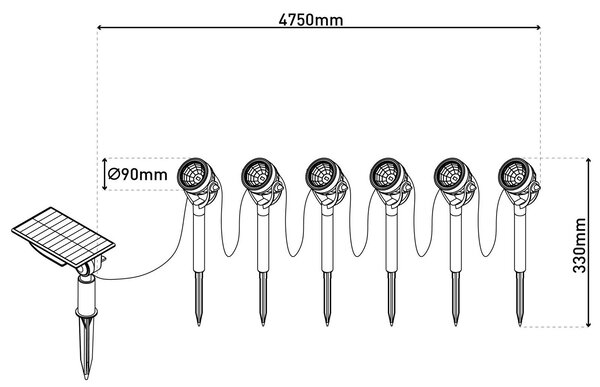 Näve Faretto a LED solare con picchetto NOMI, nero, set da 6, IP44