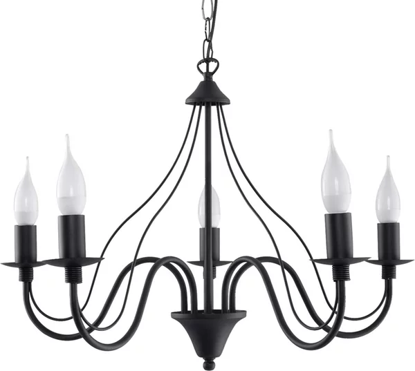 Lampadario MINERWA 5 nero 5xE14 10W acciaio 80x60x60cm Sollux Lighting