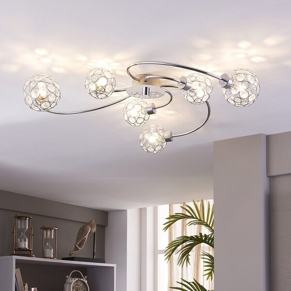 Plafoniera Lindby, Tyron, dimmerabile, Metallizzato, Soggiorno, Metallo, Moderno