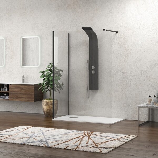 Kamalu doccia walk in 70x120 angolare con profilo nero | kw4000b