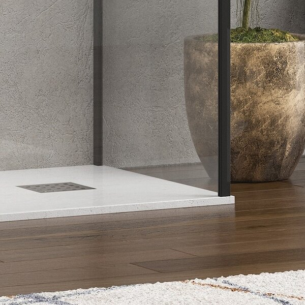 Kamalu doccia walk in 70x120 angolare con profilo nero | kw4000b