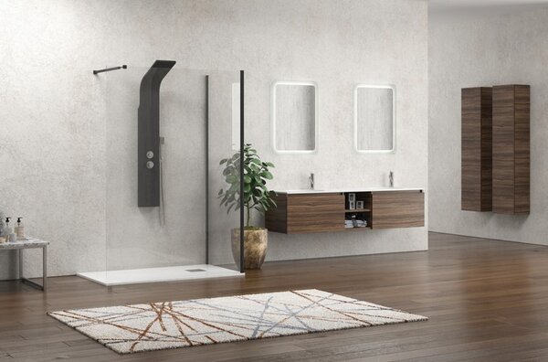 Kamalu doccia walk in 70x120 angolare con profilo nero | kw4000b