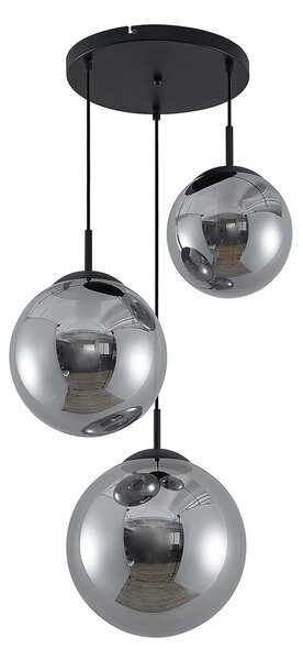 Lampada a sospensione Lindby, Teeja, dimmerabile, Grigio, Soggiorno, Vetro, Vintage