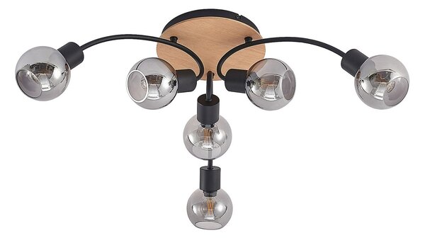 Plafoniera Lindby, Eridia, dimmerabile, Legno, Soggiorno, Vetro, Moderno