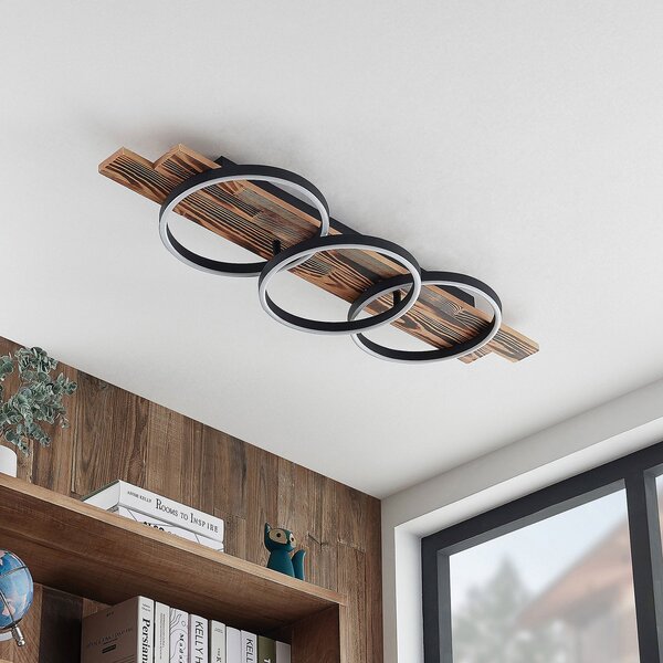 Plafoniera Lindby, Sentoa, dimmerabile, Legno, Soggiorno, Legno, Moderno