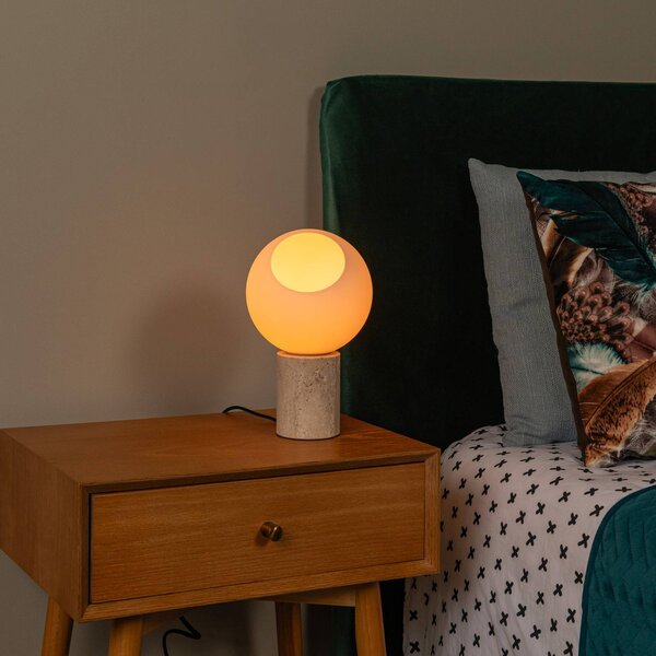 Lucide Lampada da tavolo Davin, Crema / Ambra, Soggiorno / Sala da pranzo, Pietra, Lampada da tavolo