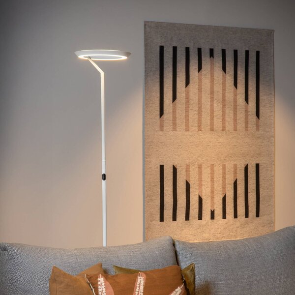 Lucide Lampada da terra con luce lettura Celeste, dimmerabile, Bianco / Opale, Soggiorno / Sala da pranzo, Metallo, Moderno, Lampada LED da terra