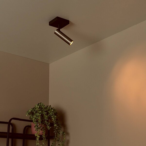 Lucide Faretto da soffitto Grado, lunghezza 10 cm, grigio, metallo dimmerabile, Alluminio / Grigio / Zincato, Soggiorno / Sala da pranzo, Alluminio, Moderno, Faretto alogeno