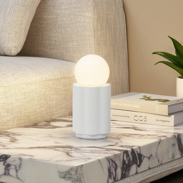 Lampade da tavolo Lindby, Nielson, Bianco, Soggiorno, Gesso / Argilla, Moderno