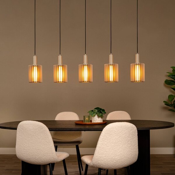 Lucide Lampada a sospensione in vetro Lambres, dimmerabile, Crema / Ambra, Soggiorno / Sala da pranzo, Vetro, Lampada a sospensione