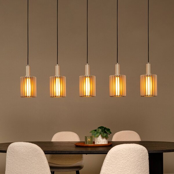 Lucide Lampada a sospensione in vetro Lambres, dimmerabile, Crema / Ambra, Soggiorno / Sala da pranzo, Vetro, Lampada a sospensione