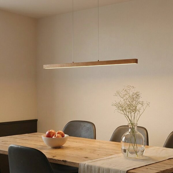 Lampada a sospensione Lucande, Nihalo, dimmerabile, Legno, Soggiorno, Legno, Moderno