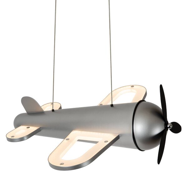 Lucide Lampada a sospensione Fokker, Alluminio / Grigio / Zincato, Cameretta, Metallo, Lampada a sospensione
