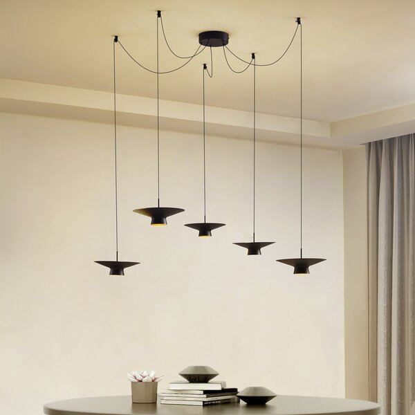 Lampada a sospensione Lindby, Norvind, dimmerabile, Nero, Sala da pranzo, Metallo, Moderno