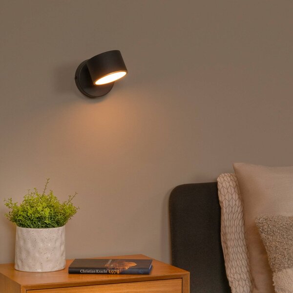 Lucide Applique da parete a LED Gian, dimmerabile, Nero, Soggiorno / Sala da pranzo, Metallo, Moderno, Applique a LED