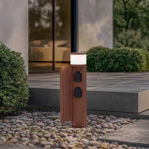 Lampade da esterno Lucande, Corban, dimmerabile, Marrone / Ruggine, Terrazza, Alluminio, Moderno