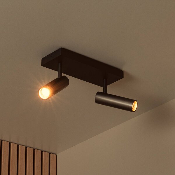 Lucide Faretto da soffitto Grado, lunghezza 25 cm, grigio, metallo, a 2 luci. dimmerabile, Alluminio / Grigio / Zincato, Soggiorno / Sala da pranzo, Alluminio, Moderno, Faretto alogeno