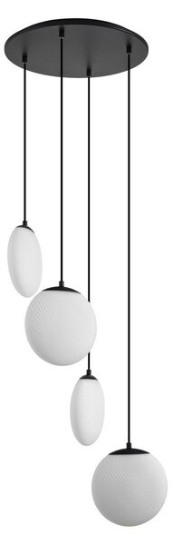 Lampada a sospensione Lucande, Lunelle, dimmerabile, Bianco, Soggiorno, Vetro, Moderno