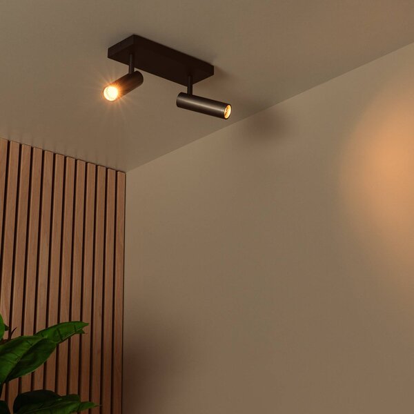 Lucide Faretto da soffitto Grado, lunghezza 25 cm, grigio, metallo, a 2 luci. dimmerabile, Alluminio / Grigio / Zincato, Soggiorno / Sala da pranzo, Alluminio, Moderno, Faretto alogeno