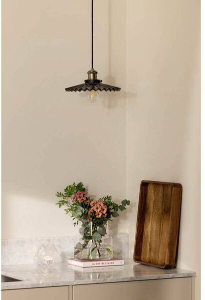 Globen Lighting Lampada a sospensione COBBLER, dimmerabile, Alluminio / Grigio / Zincato, Soggiorno / Sala da pranzo, Vetro, Vintage, Lampada a sospensione