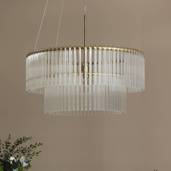 Globen Lighting Lampada a sospensione in vetro HOOK, dimmerabile, Chiaro / Trasparente, Soggiorno / Sala da pranzo, Vetro, Design, Lampada a sospensione